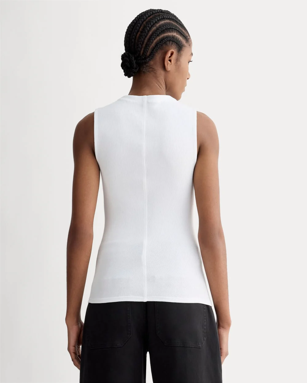 The Luxe Rib Funnel-Neck Tank | White