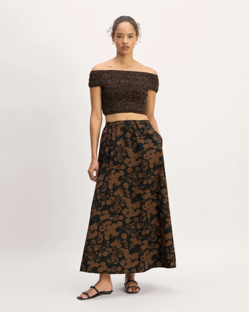 The Gauze Smock Top | Black / Cocoa Small Floral