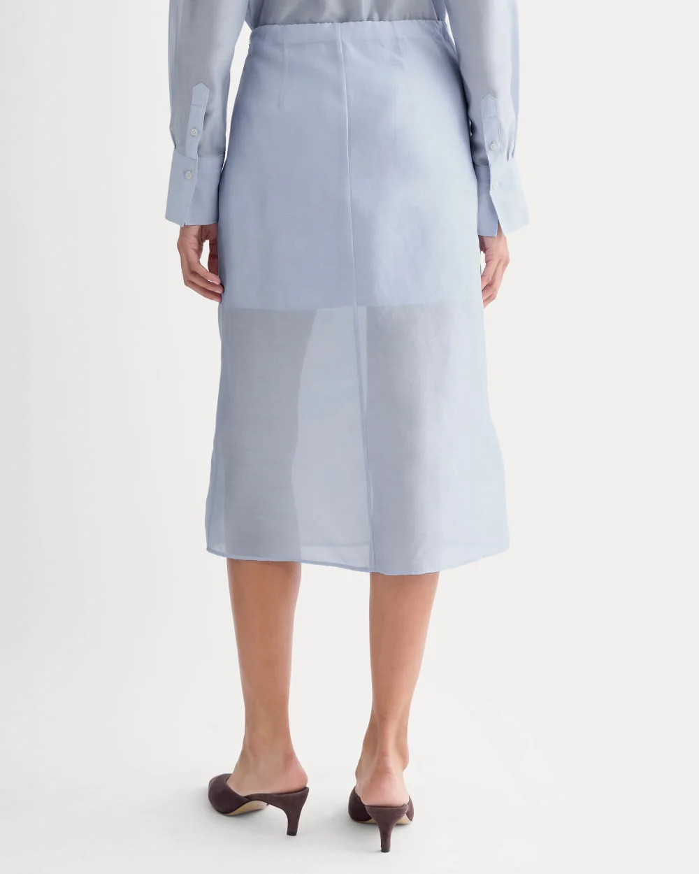 Midi Skirt in Cotton-Silk Organza | Kentucky Blue