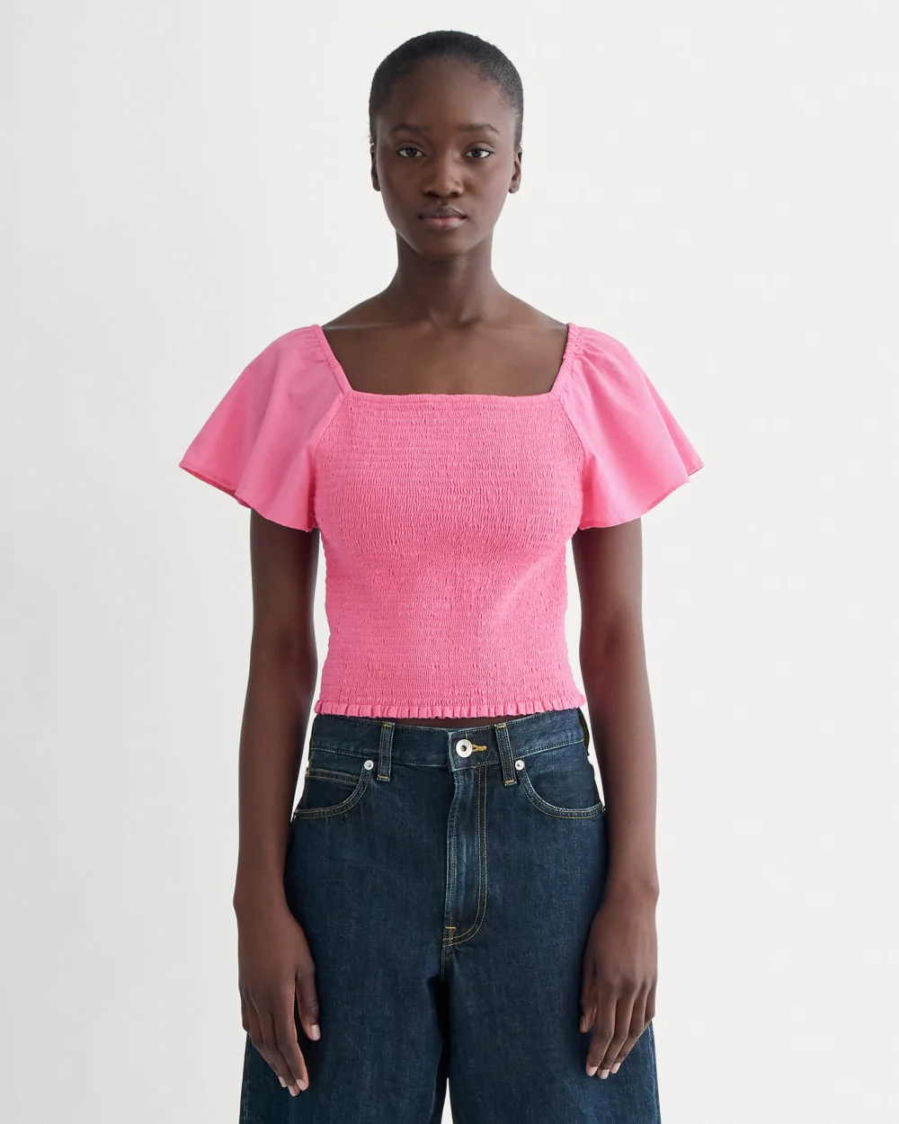 The Gauze Smocked Top | Deep Pink