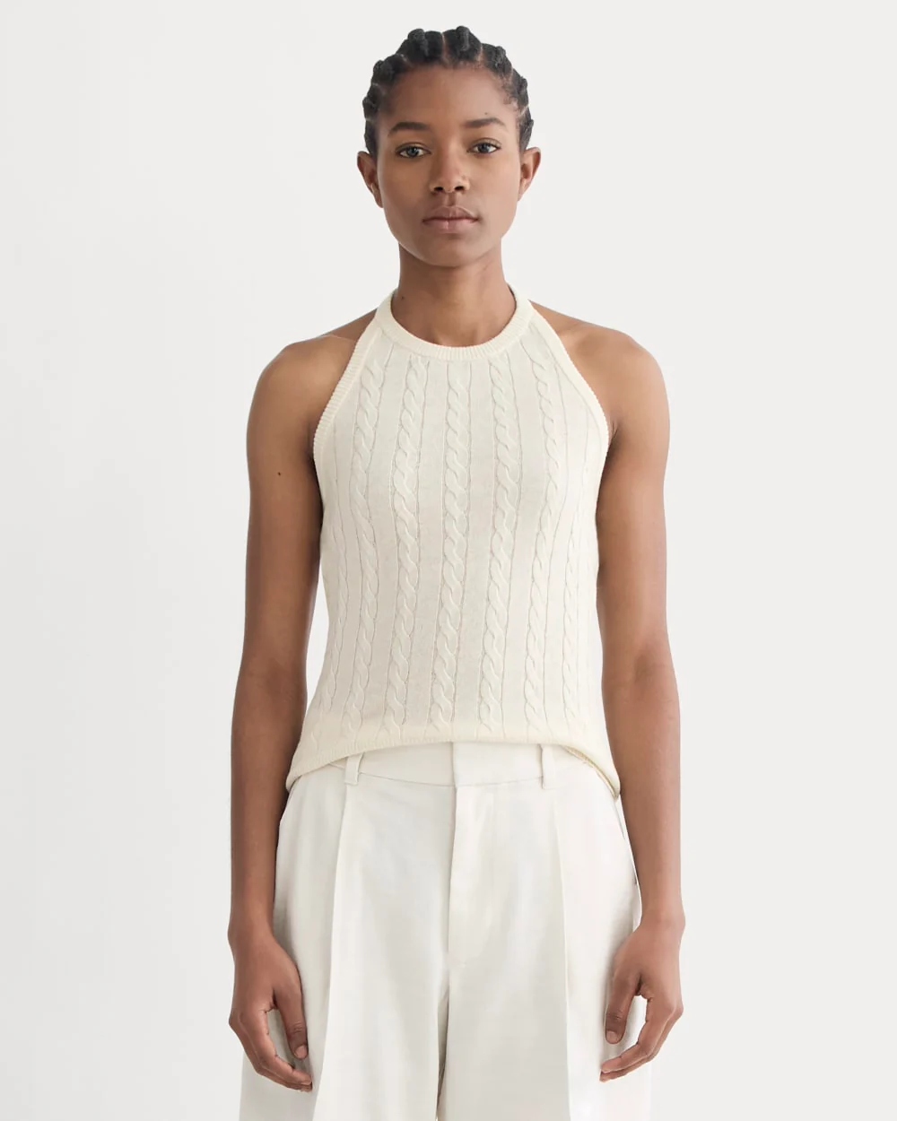 The Cable Halter in Cotton Cashmere | Birch
