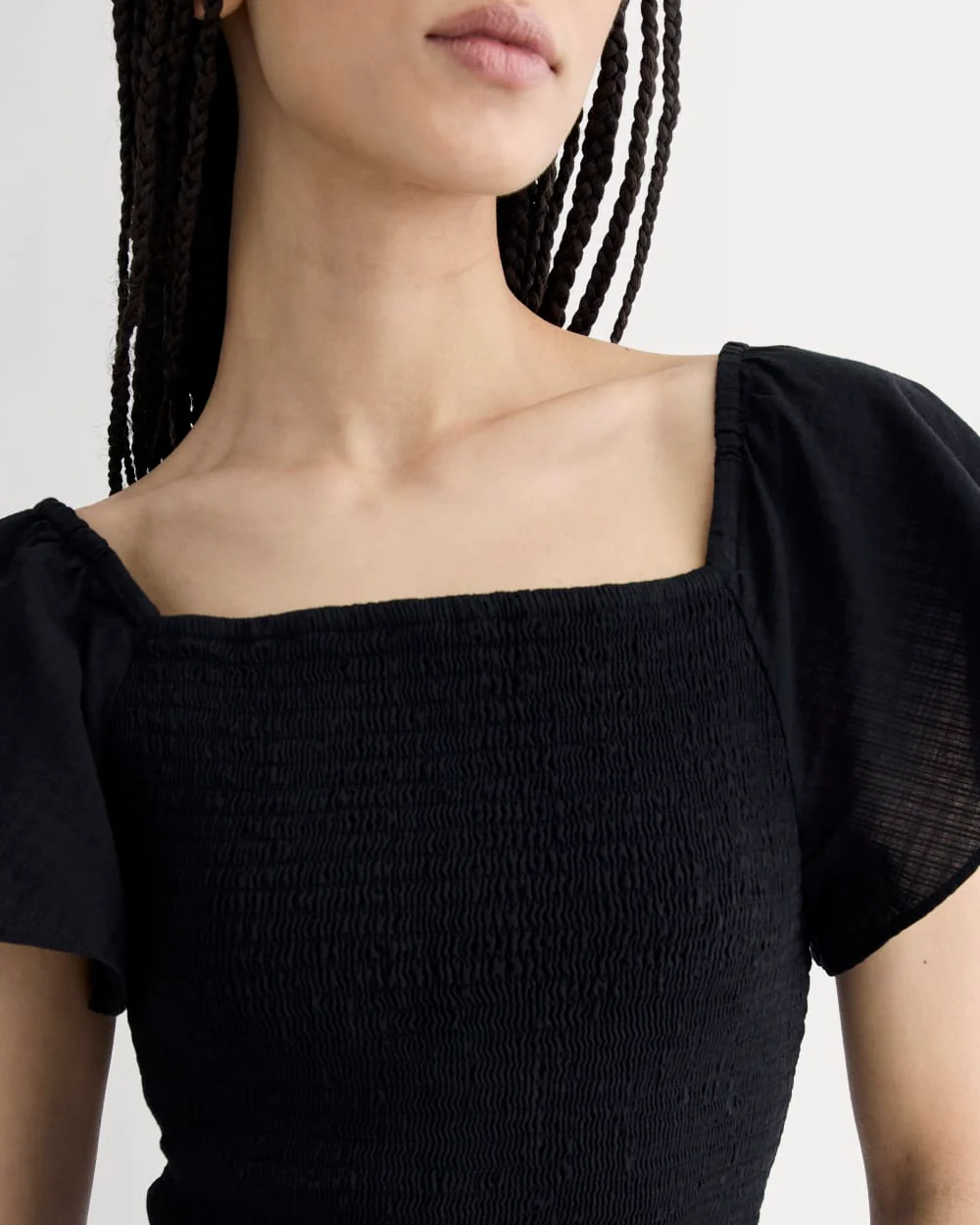 The Gauze Smocked Top | Black