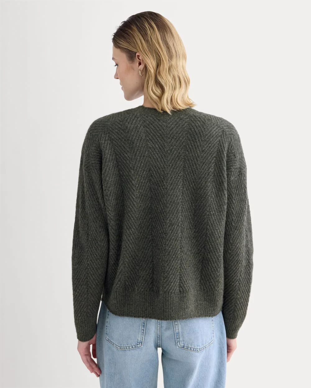 Cashmere Herringbone Sweater | Heather Charcoal