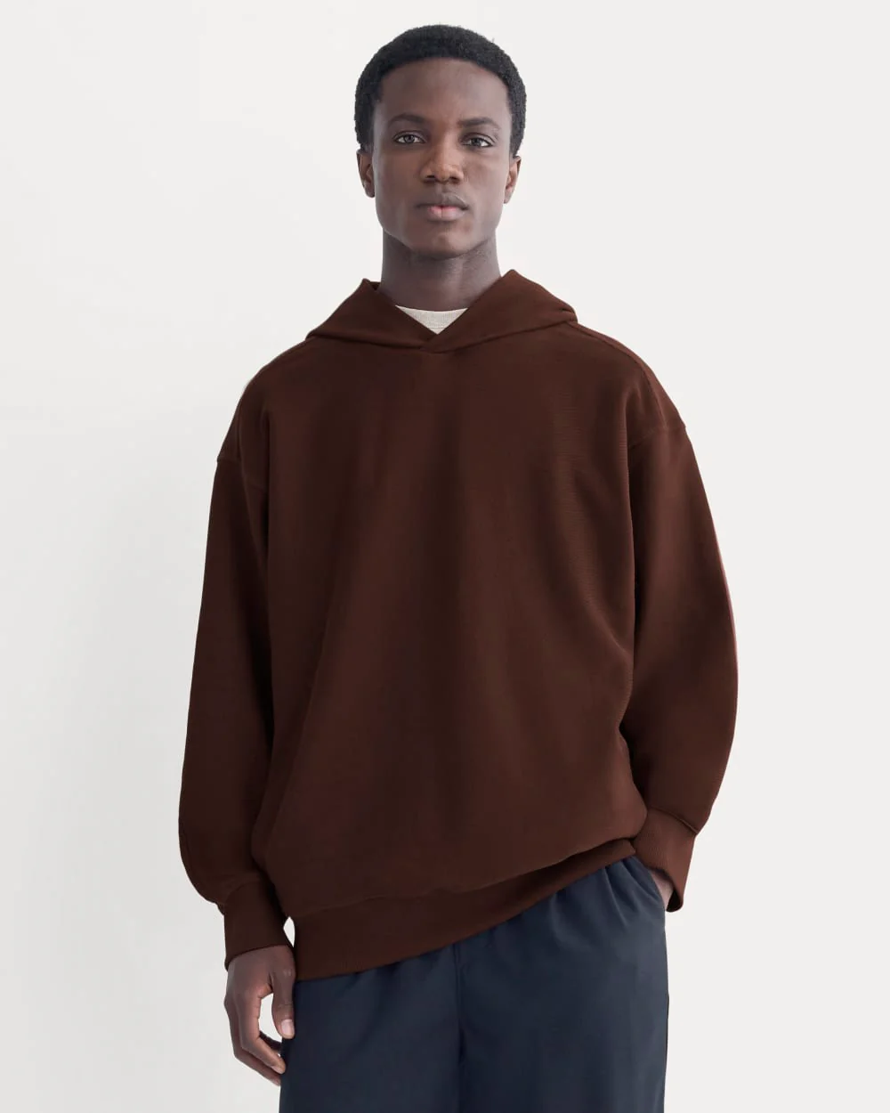 Twill Terry Jacquard Hoodie | Dark Mahogany