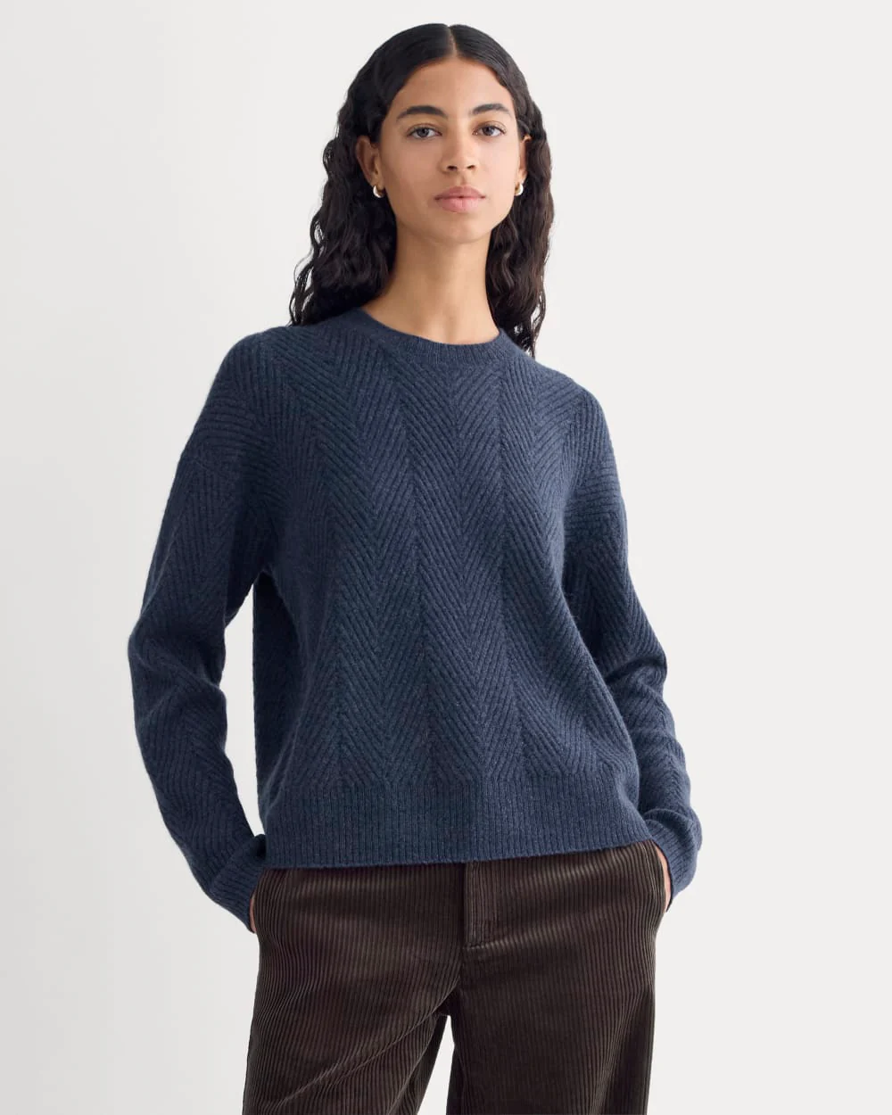 Cashmere Herringbone Sweater | Indigo