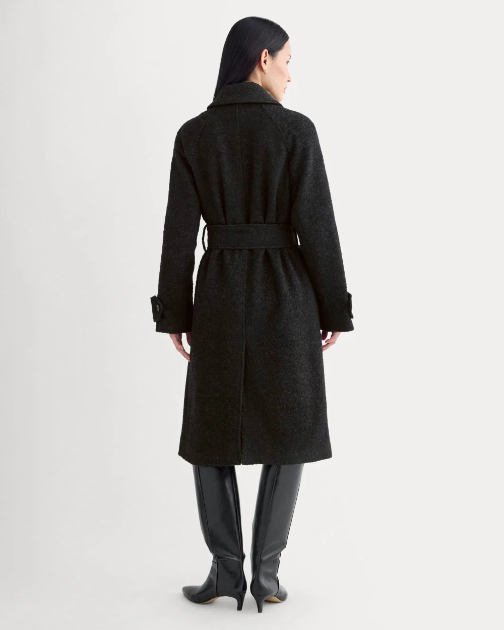 Italian Belted Overcoat | Carbone/Black