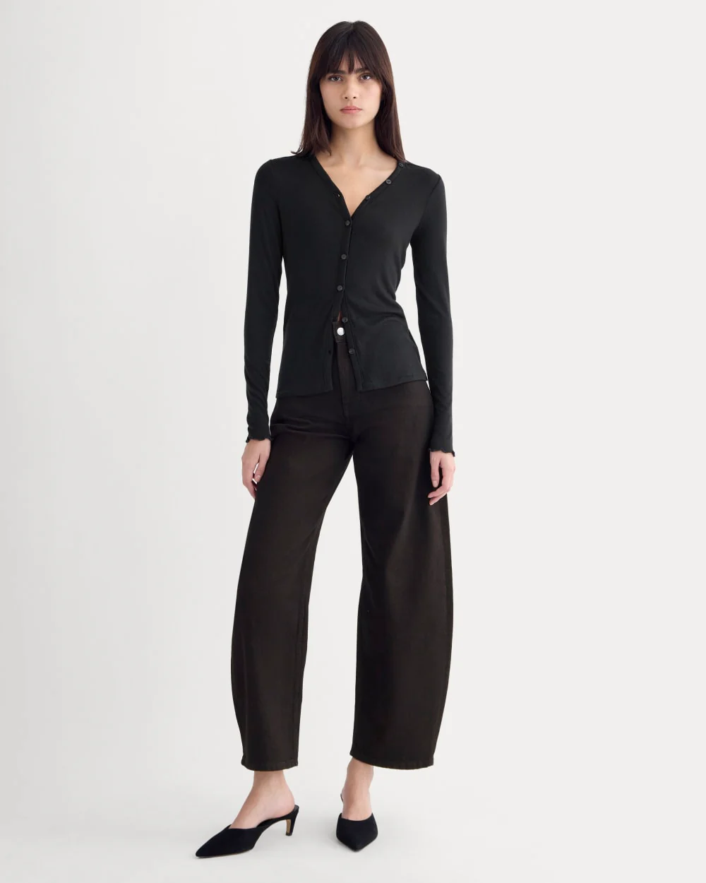 Sheer V-Neck Cardigan in Butterluxe | Black