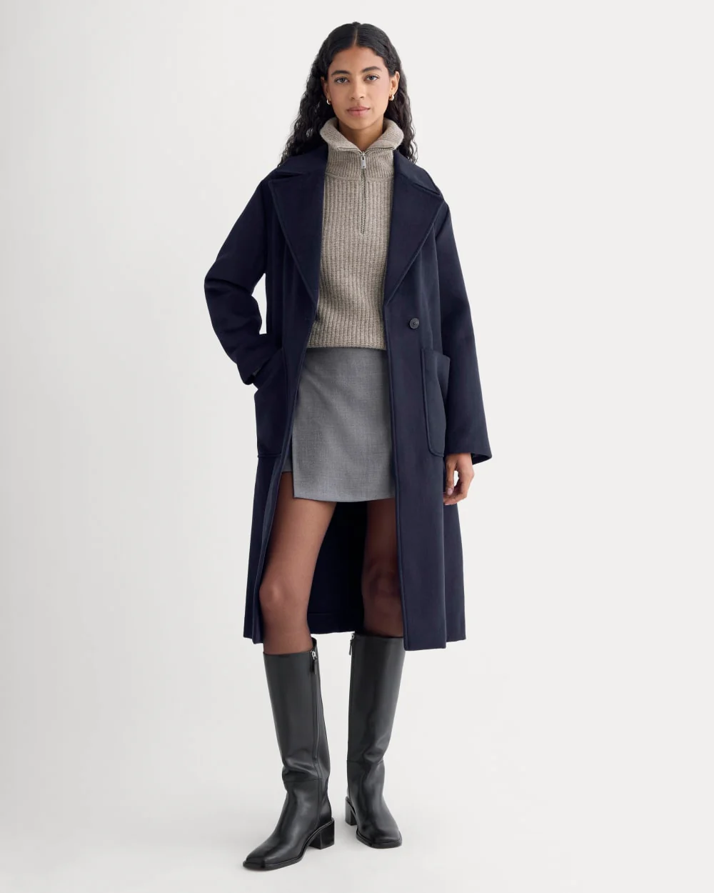 ReWool Belted Blanket Coat | Deep Navy