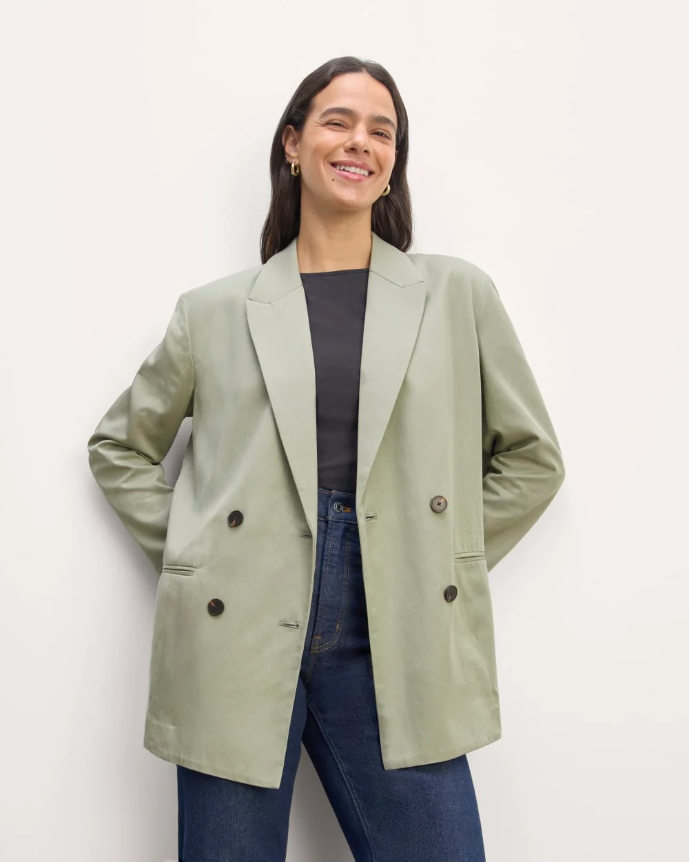 The Double-Breasted Blazer in Buttersmooth | Seagrass