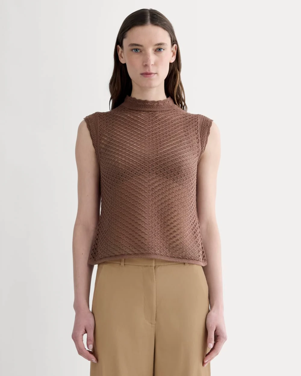 The Lace Knit Tank | Mocha