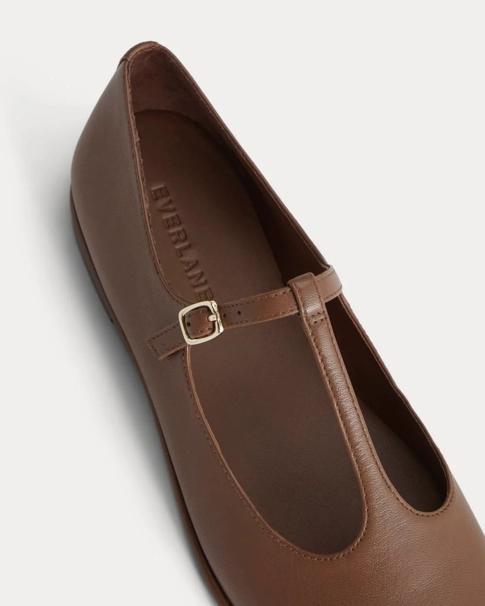 The Leather T-Strap Flat | Rum