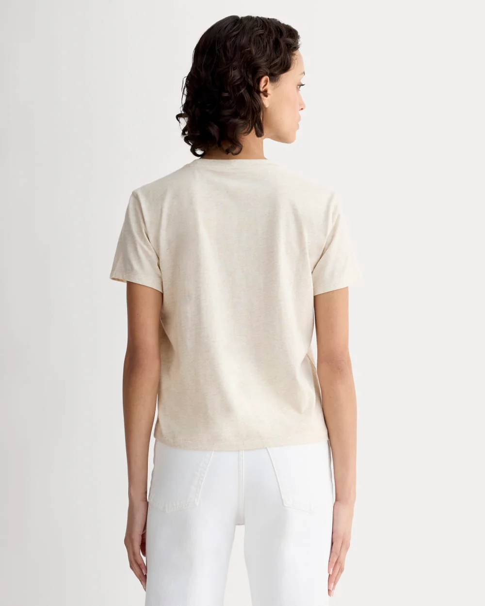 The Box-Cut Tee in Essential Cotton | Heathered Oat | No Pocket