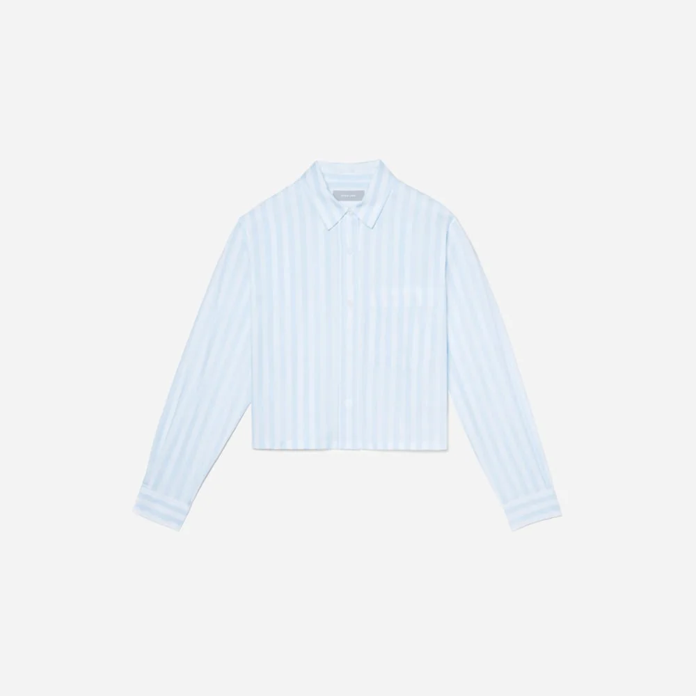 The Way-Short Shirt in Silky Cotton |  Mariner Blue / White