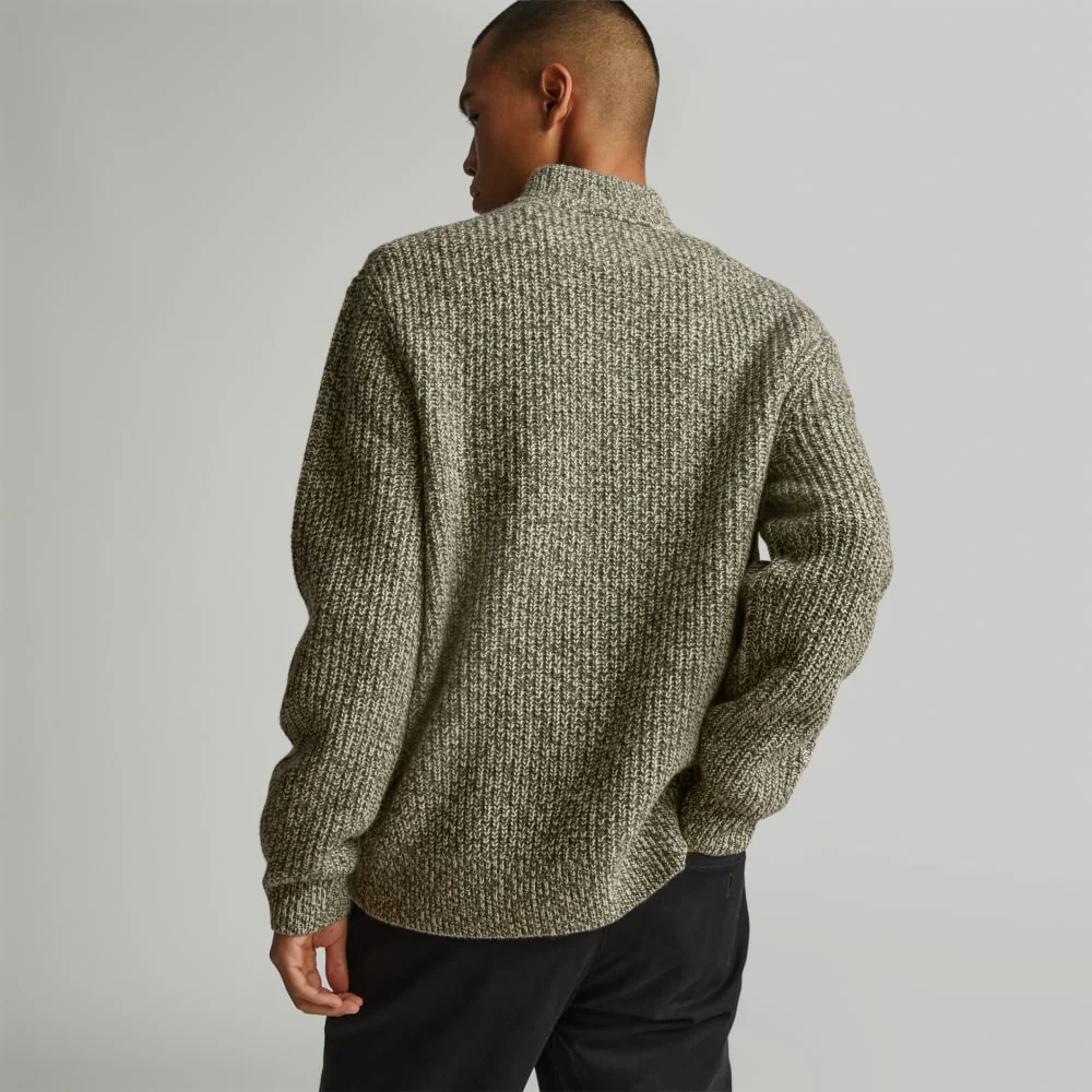 The Felted Merino Half-Zip Sweater | Seafoam Green / Kambaba Twist