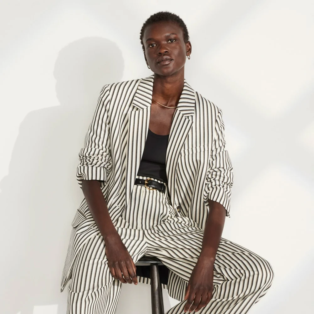 The Oversized Blazer in Buttersmooth | Ombre Stripe