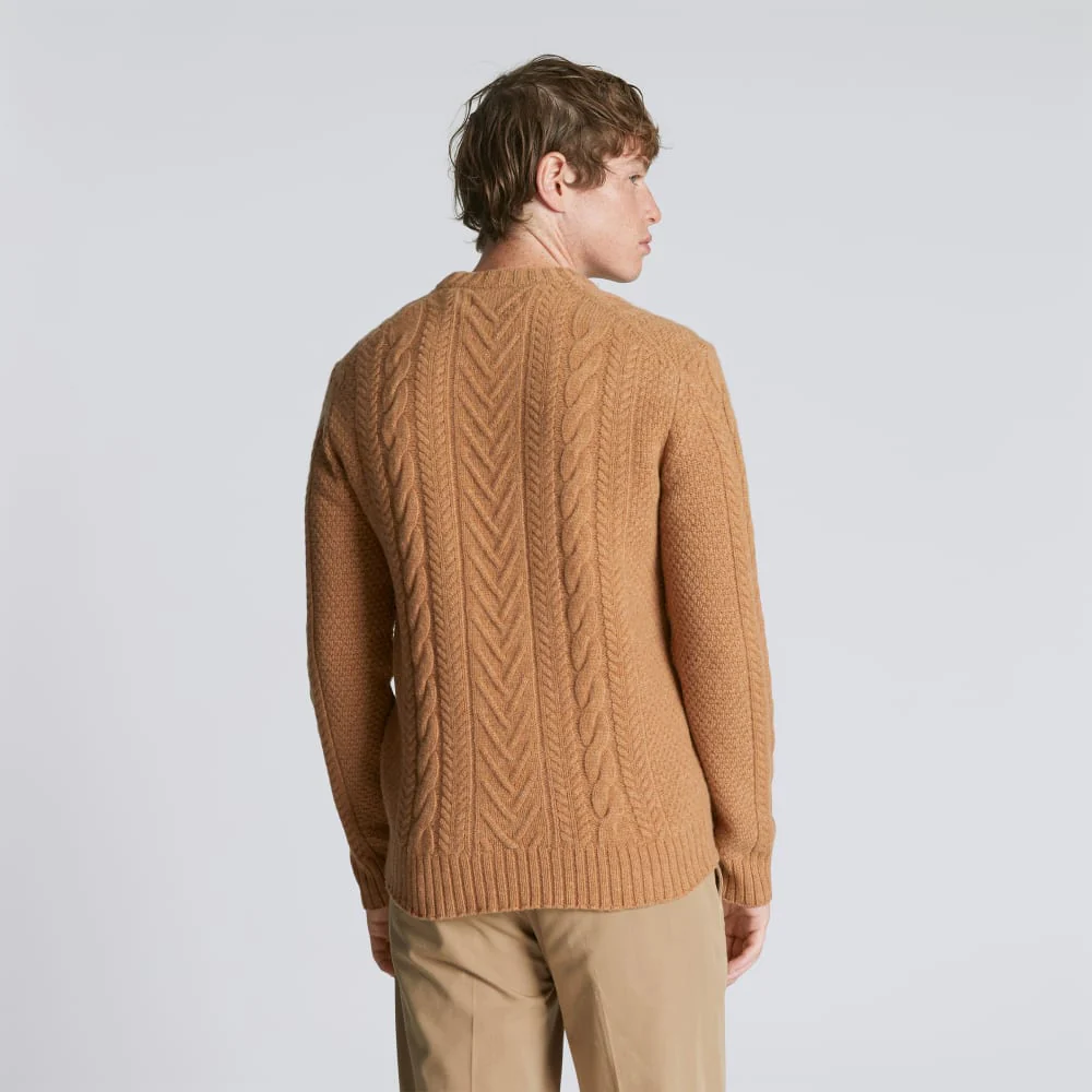 The Felted Merino Cable-Knit Crew | Cappuccino