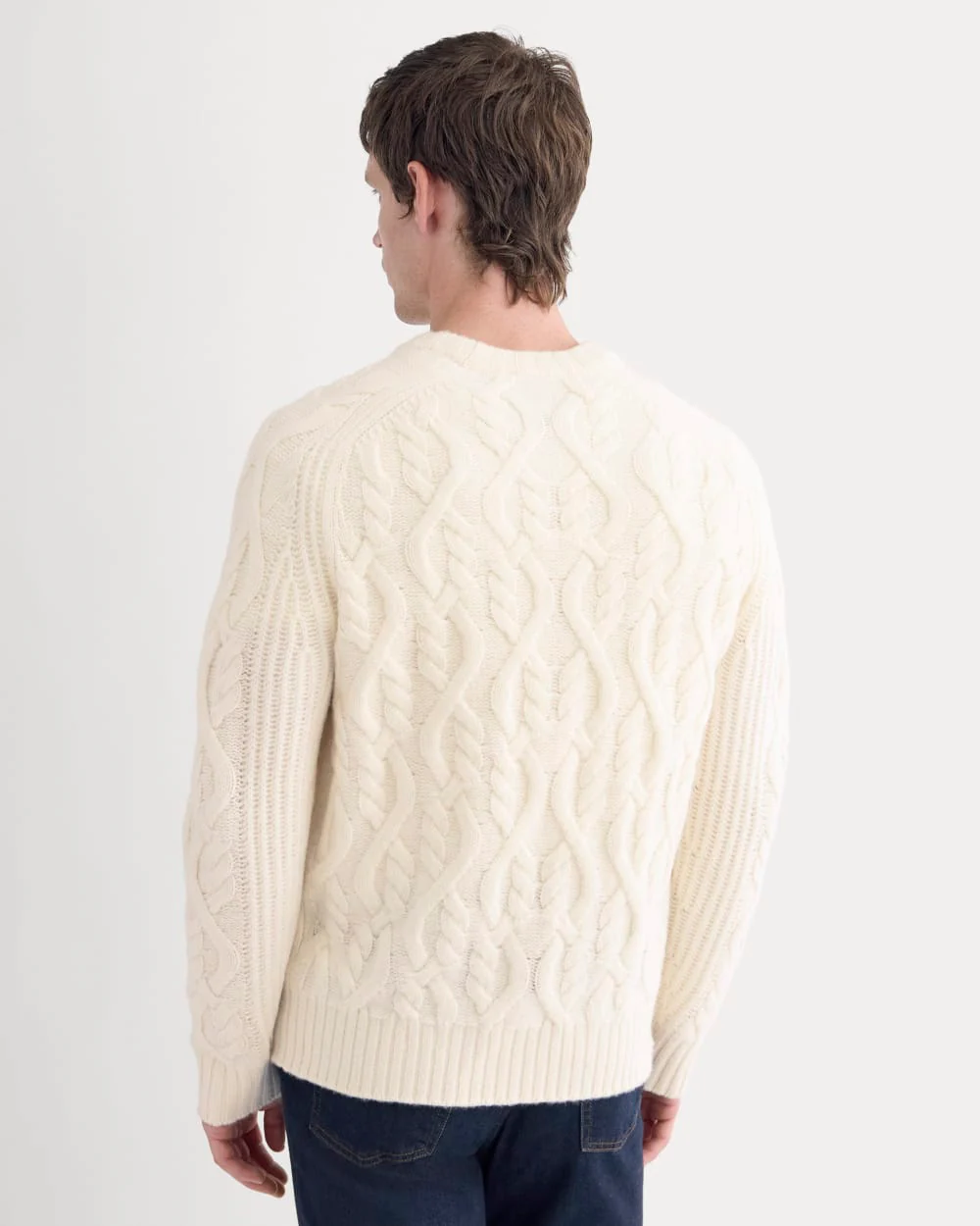 Cable Knit Crew in Luxe Merino | Bone