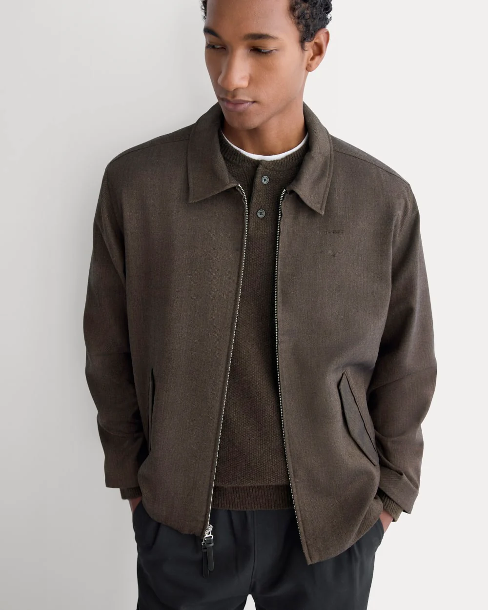 Tailored Zip Jacket | Heathered Fudge