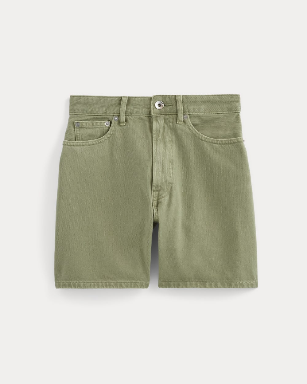 The A-Line Denim Short | Neutral Oil Green