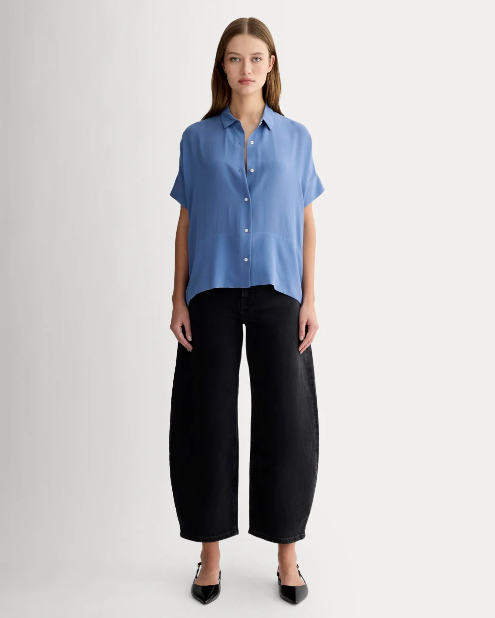 The Boxy Shirt in Washable Silk | French Blue