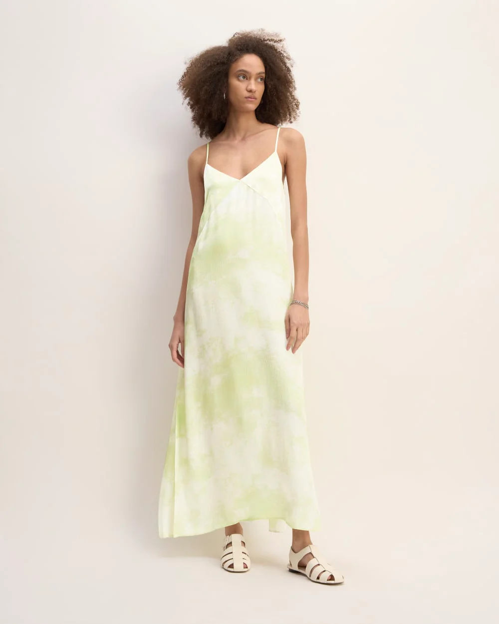 The Everlane x Marques' Almeida Satin Tie-Dye Dress | Seafoam Tie-Dye