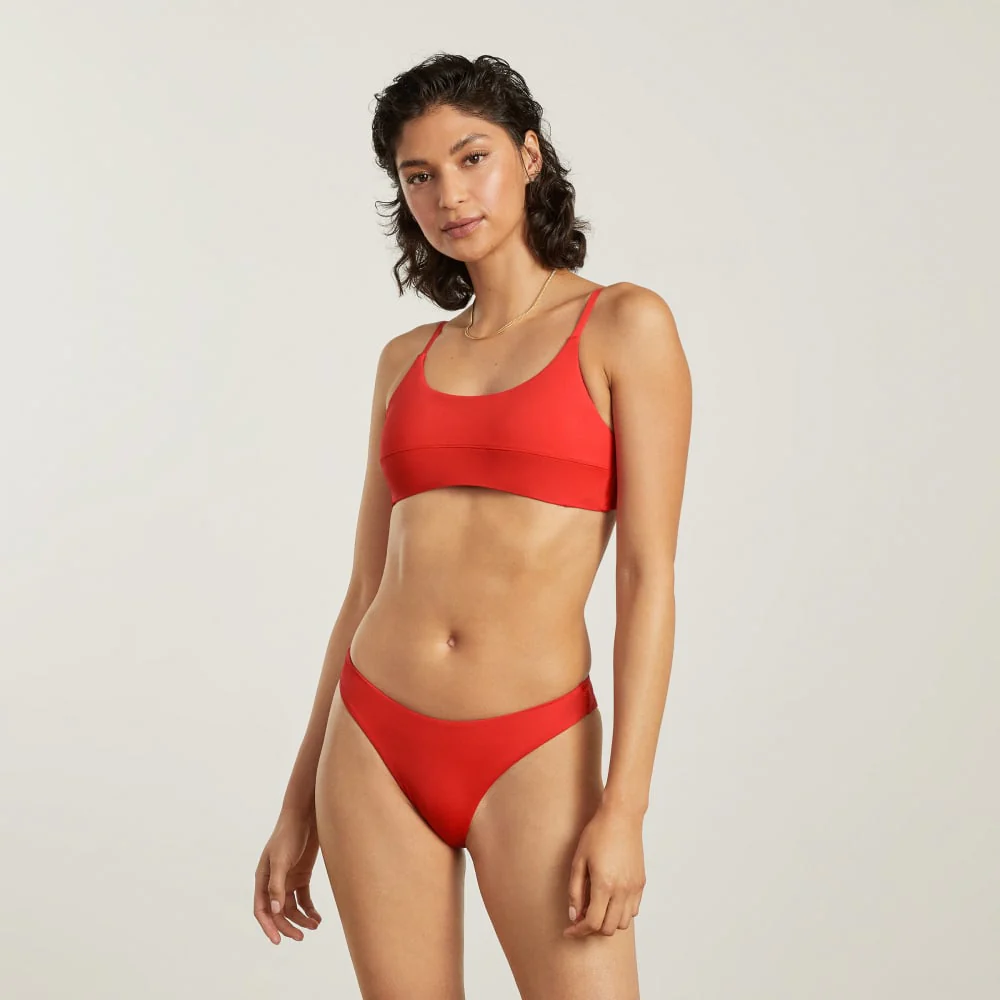The Scoop-Neck Bikini Top | Bright Red