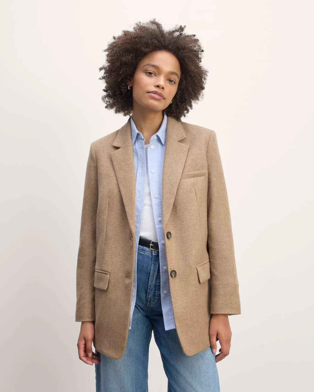 The Oversized Blazer in Wool | Beige Twill