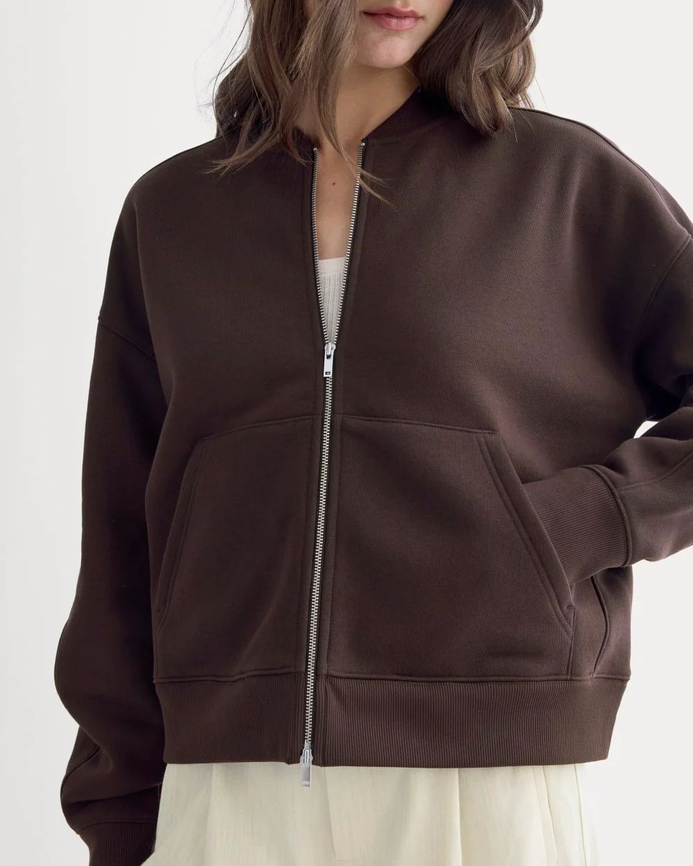 Luxe Fleece Bomber Jacket | Dark Chocolate