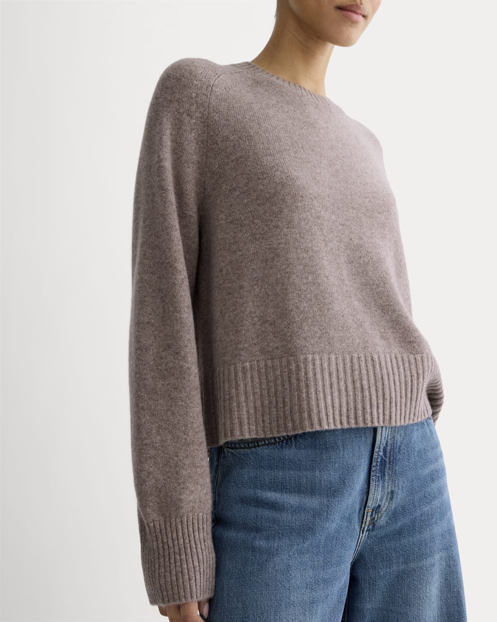 The Boxy Crew in Cashmere | Light Heathered Taupe