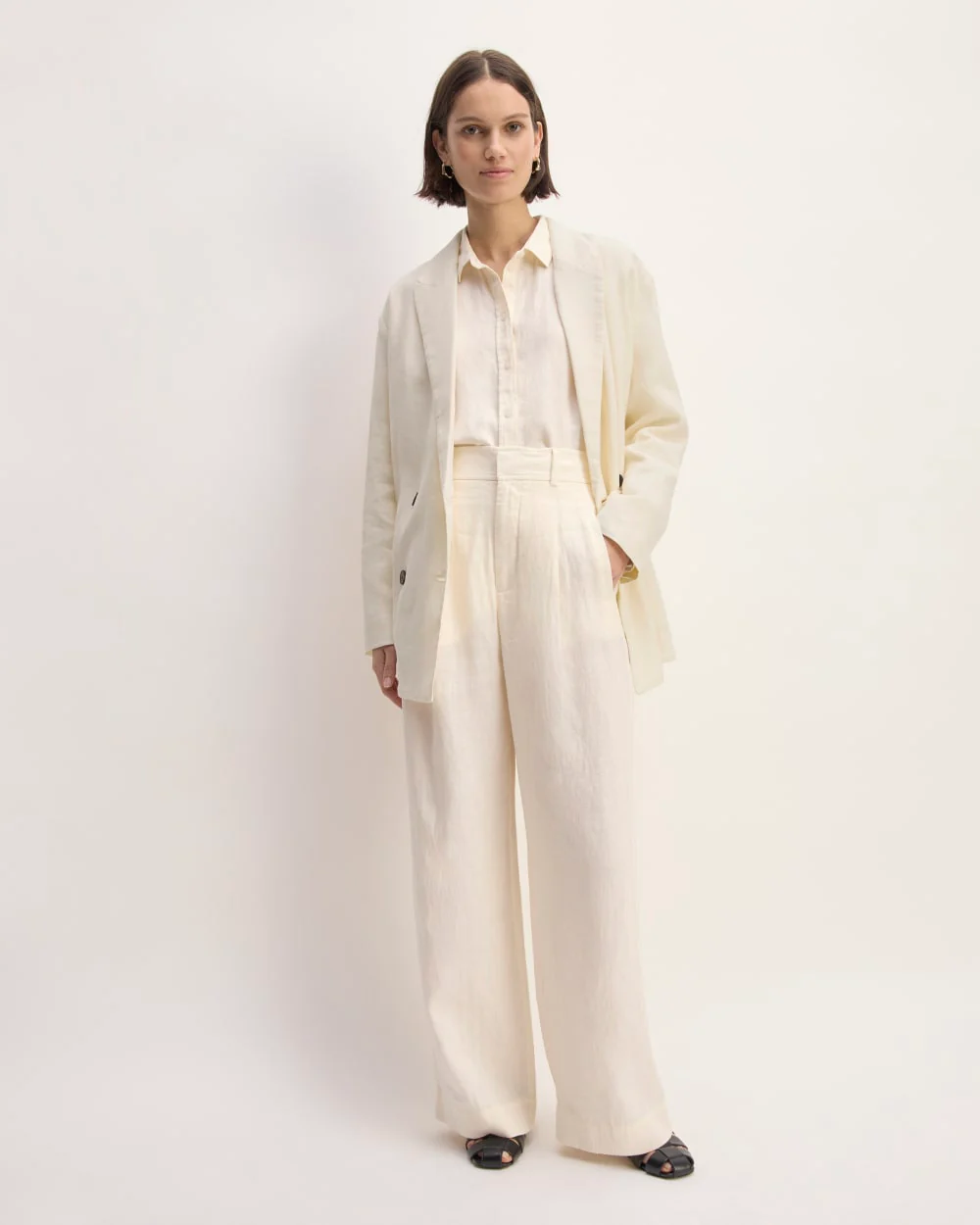 The Linen Double Breasted Blazer | Bone