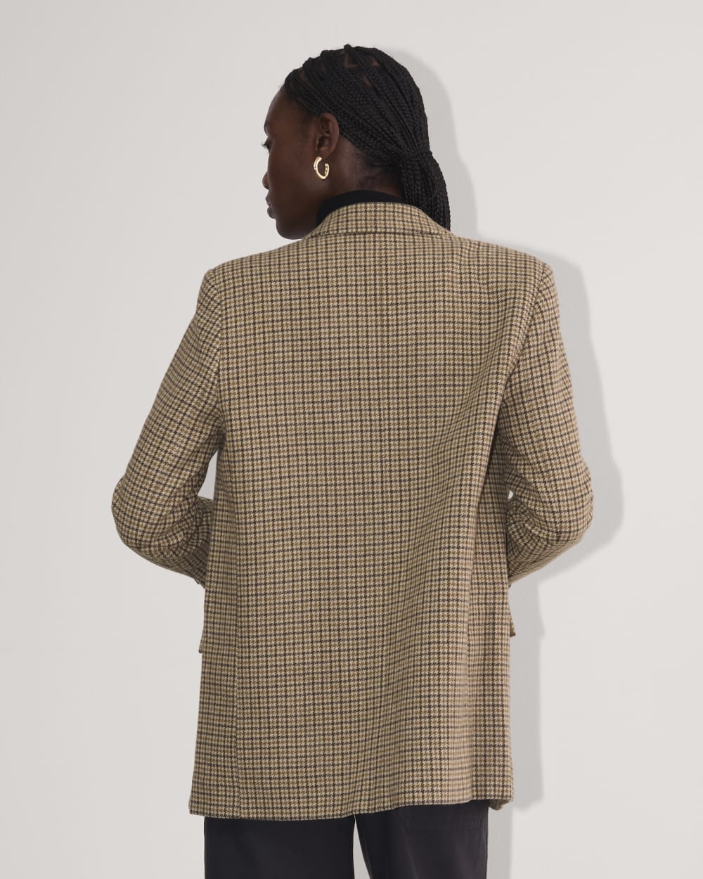 The Oversized Blazer in Wool | Camel Houndstooth