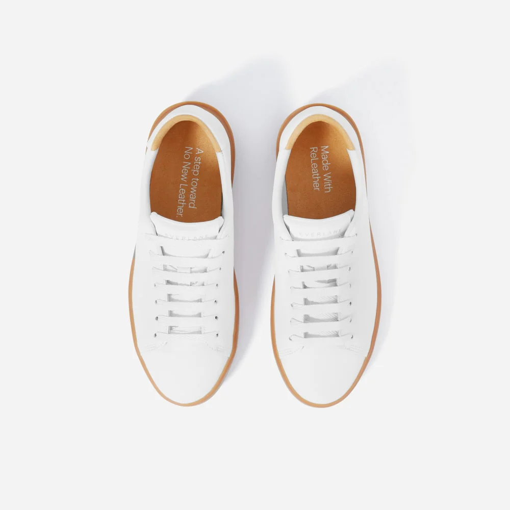 The ReLeather® Tennis Shoe  | White / Gum Sole