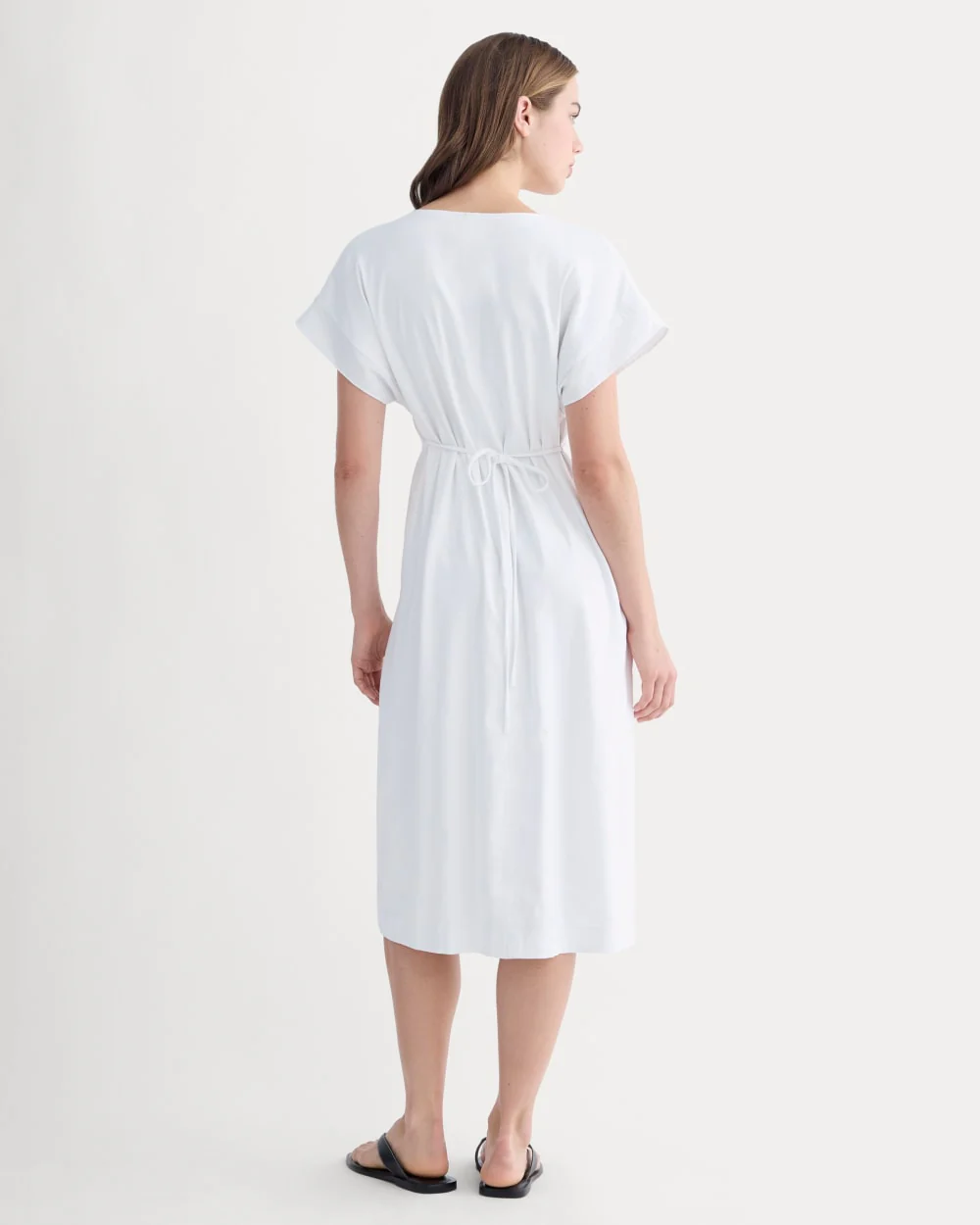 The Tie-Back Dress in Stretch Linen | White