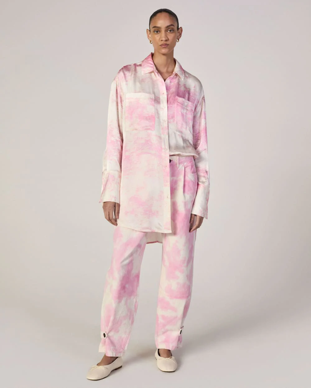 The Everlane x Marques' Almeida Canvas Oversized Barrel Pant | Pink Tie-Dye