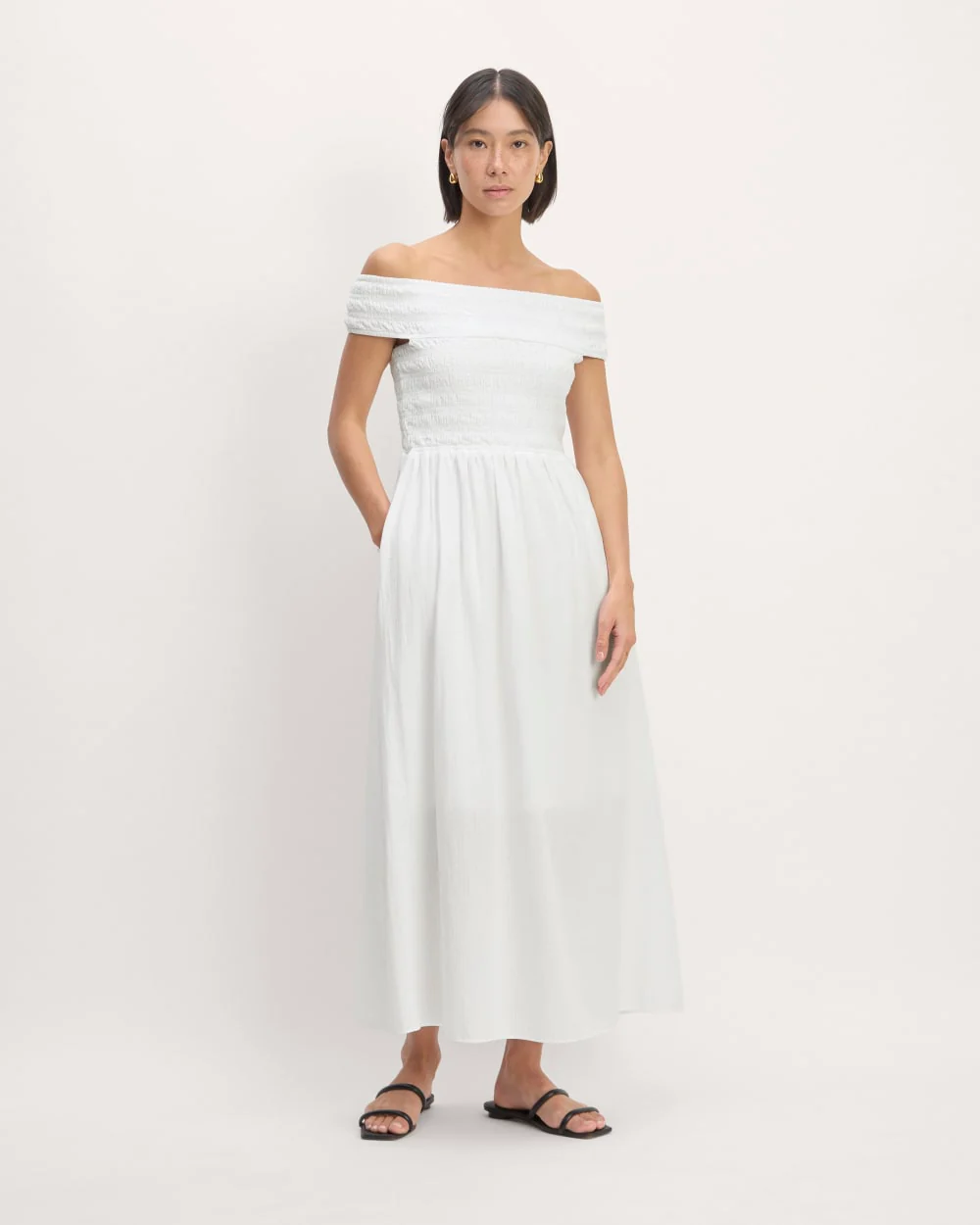 The Gauze Off-the-Shoulder Dress | White