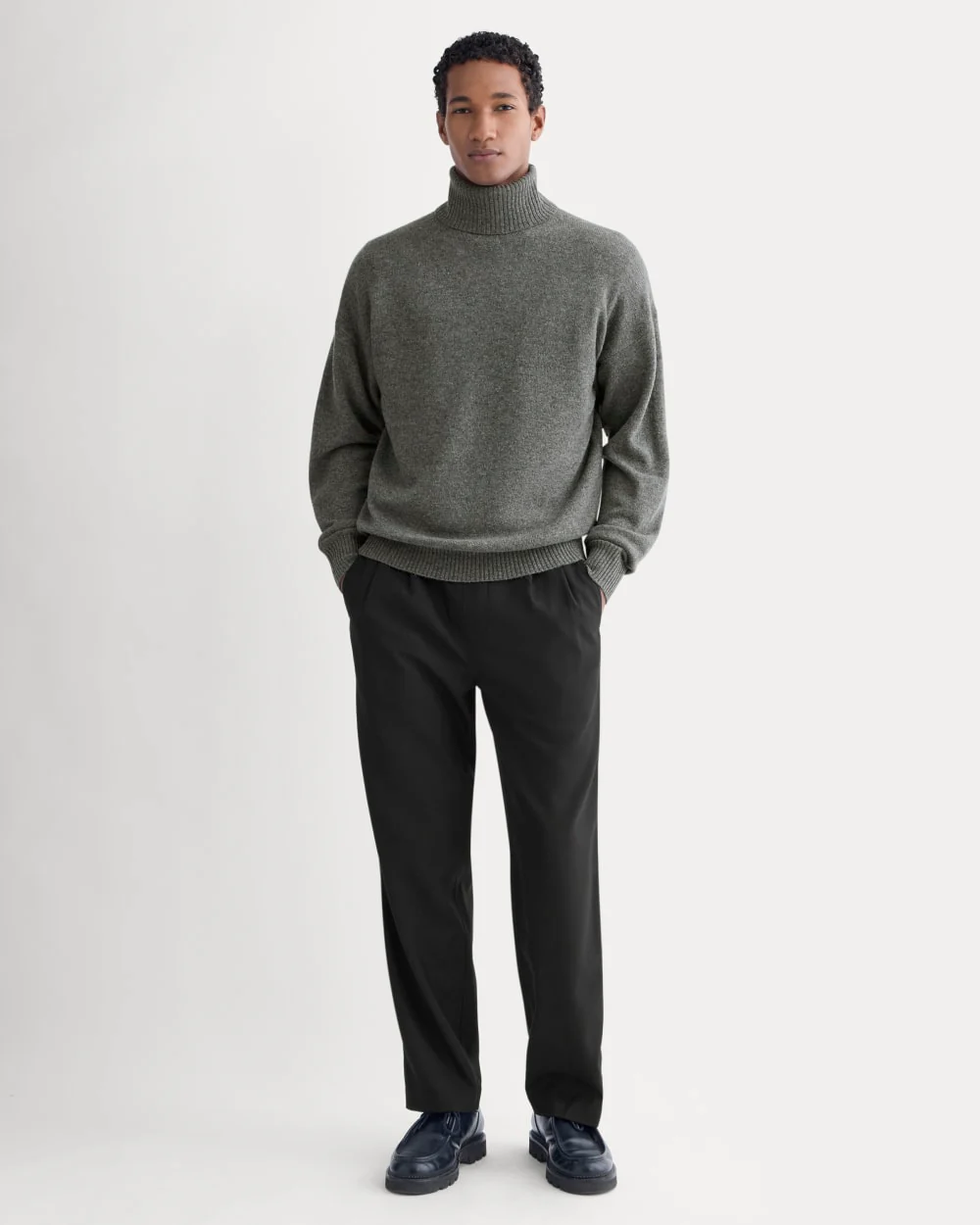 Luxe Merino Relaxed Turtleneck | Heathered Charcoal