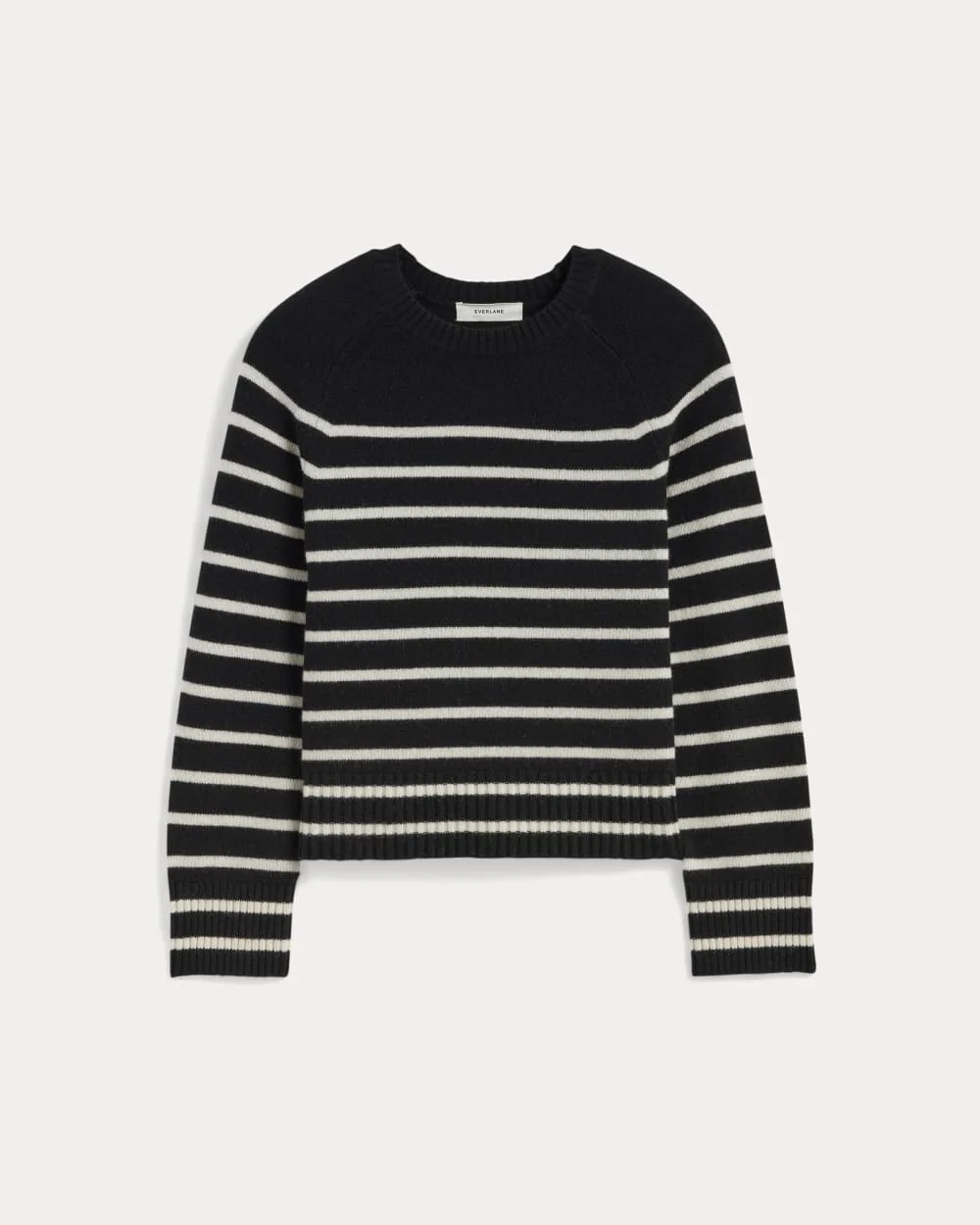 The Boxy Crew in Cashmere | Black / Bone