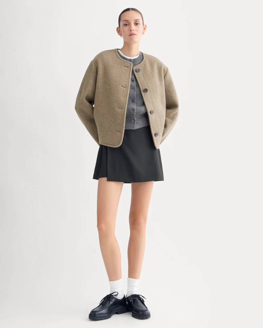The Cocoon Coat in Wool | Heather Taupe