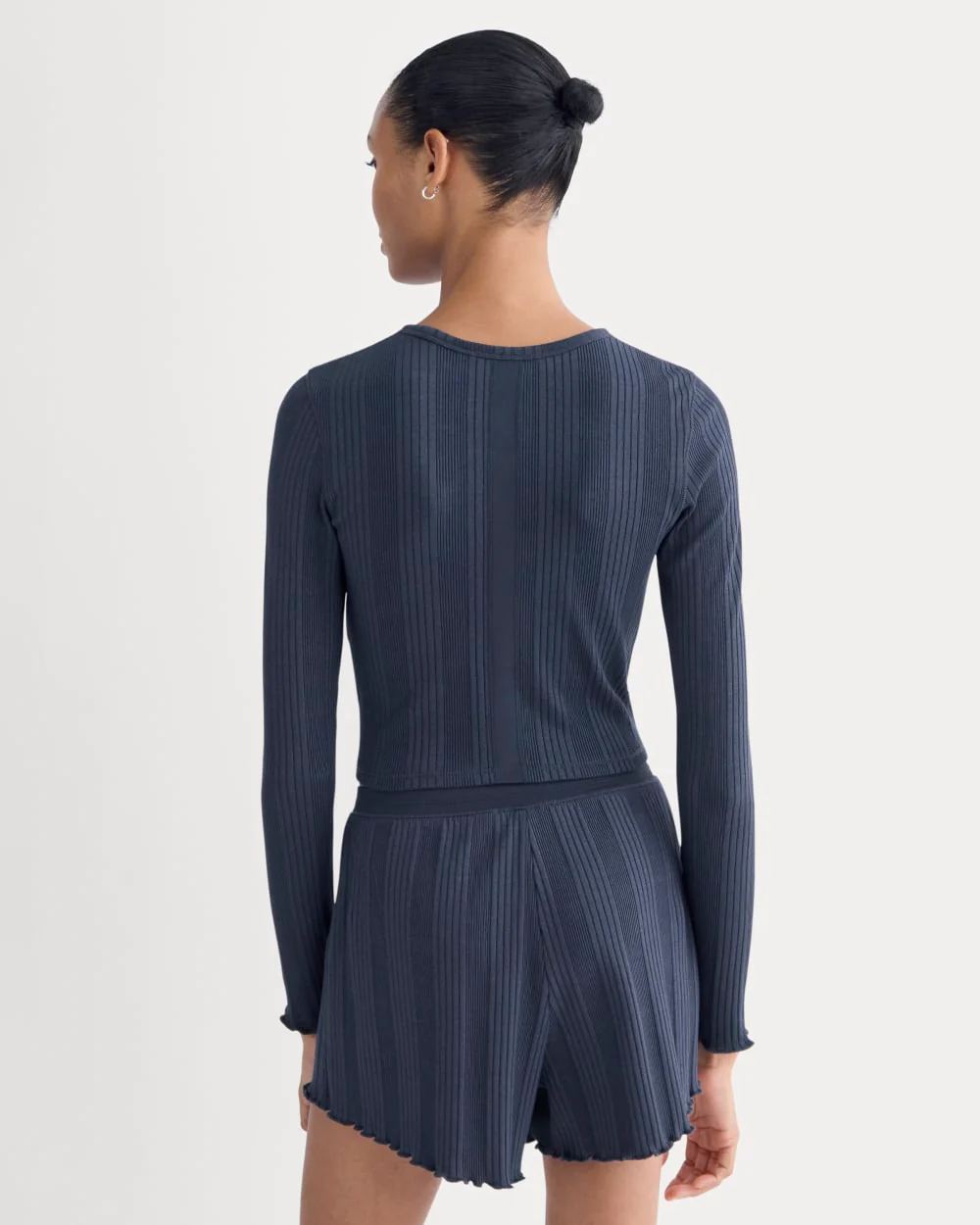 Lounge Rib Cropped Shirt | Navy