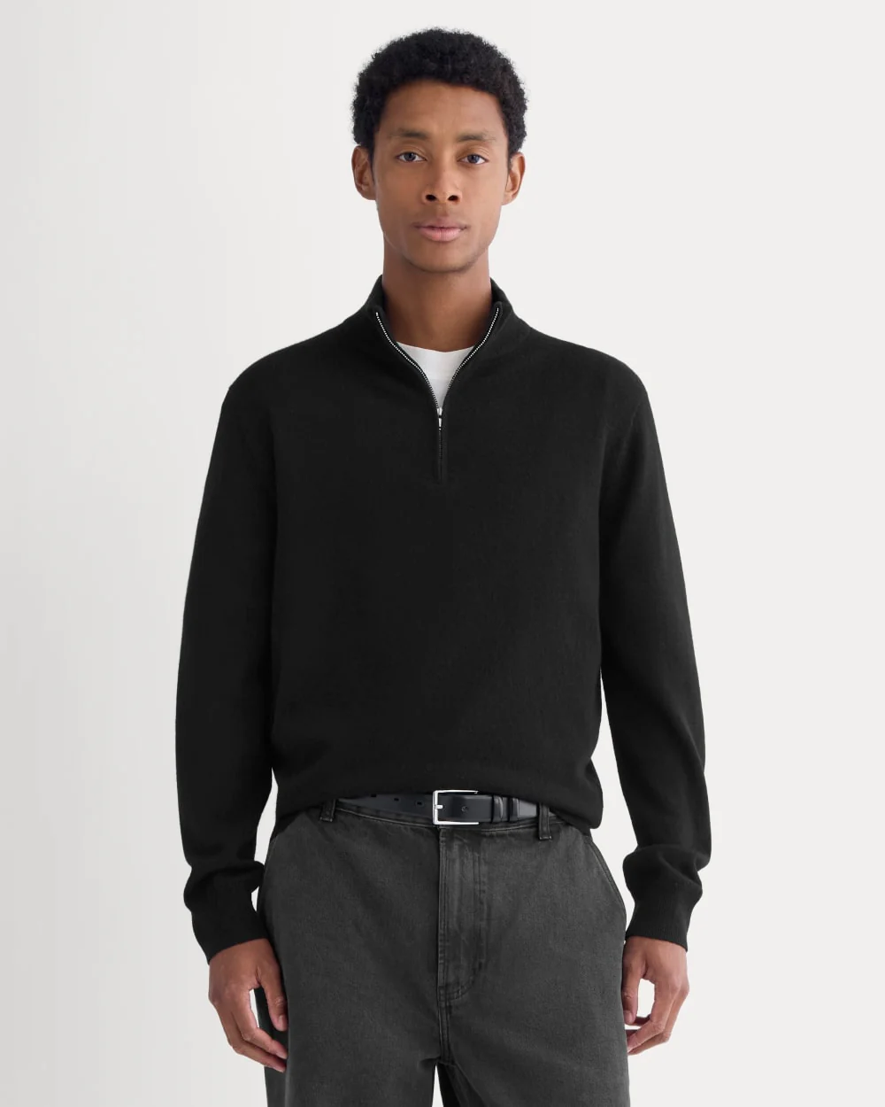 Cashmere Quarter Zip Sweater |  Black