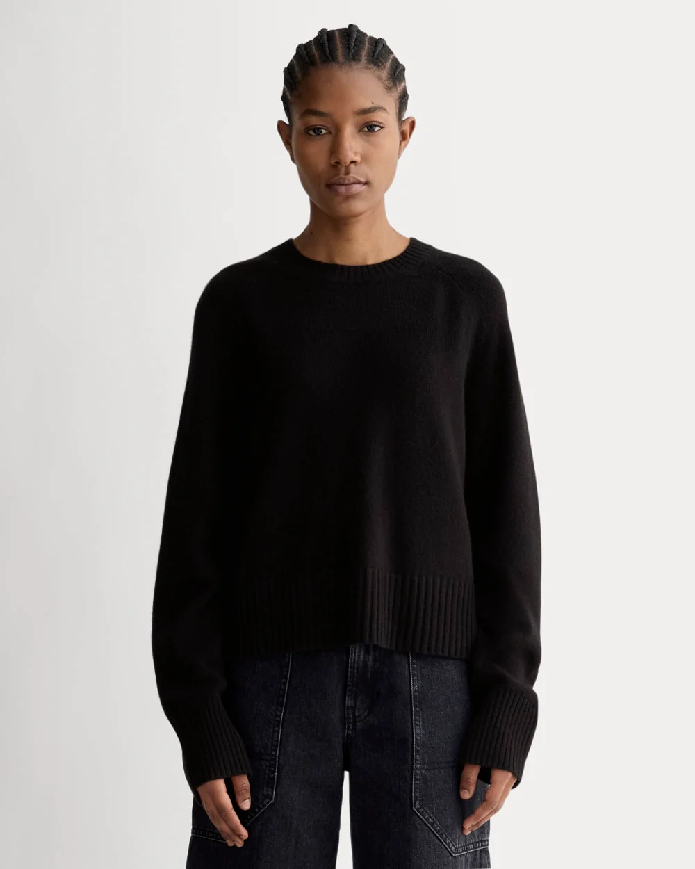 The Boxy Crew in Cashmere | Black