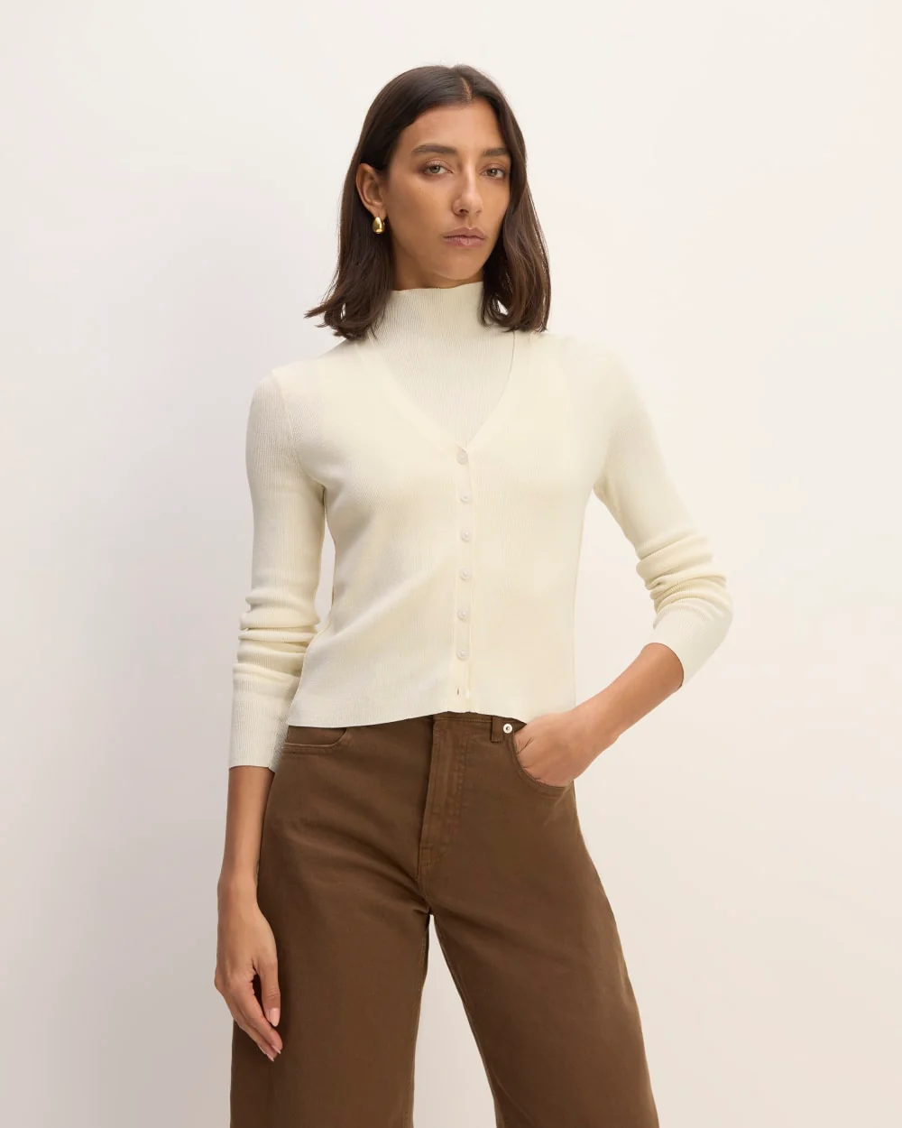 The Viscose Knit Cardigan | Beige