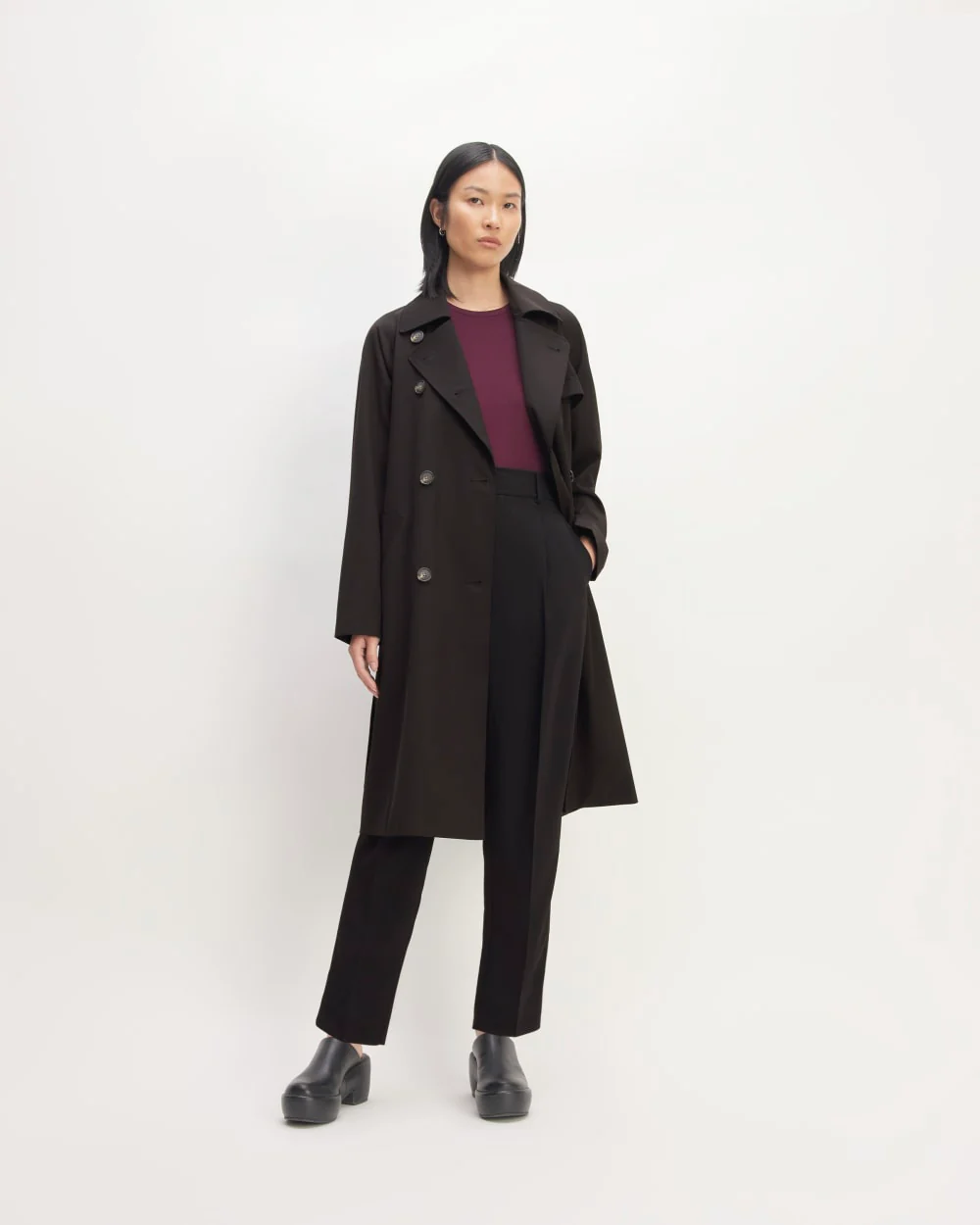 The Italian Wool Modern Trench | Black