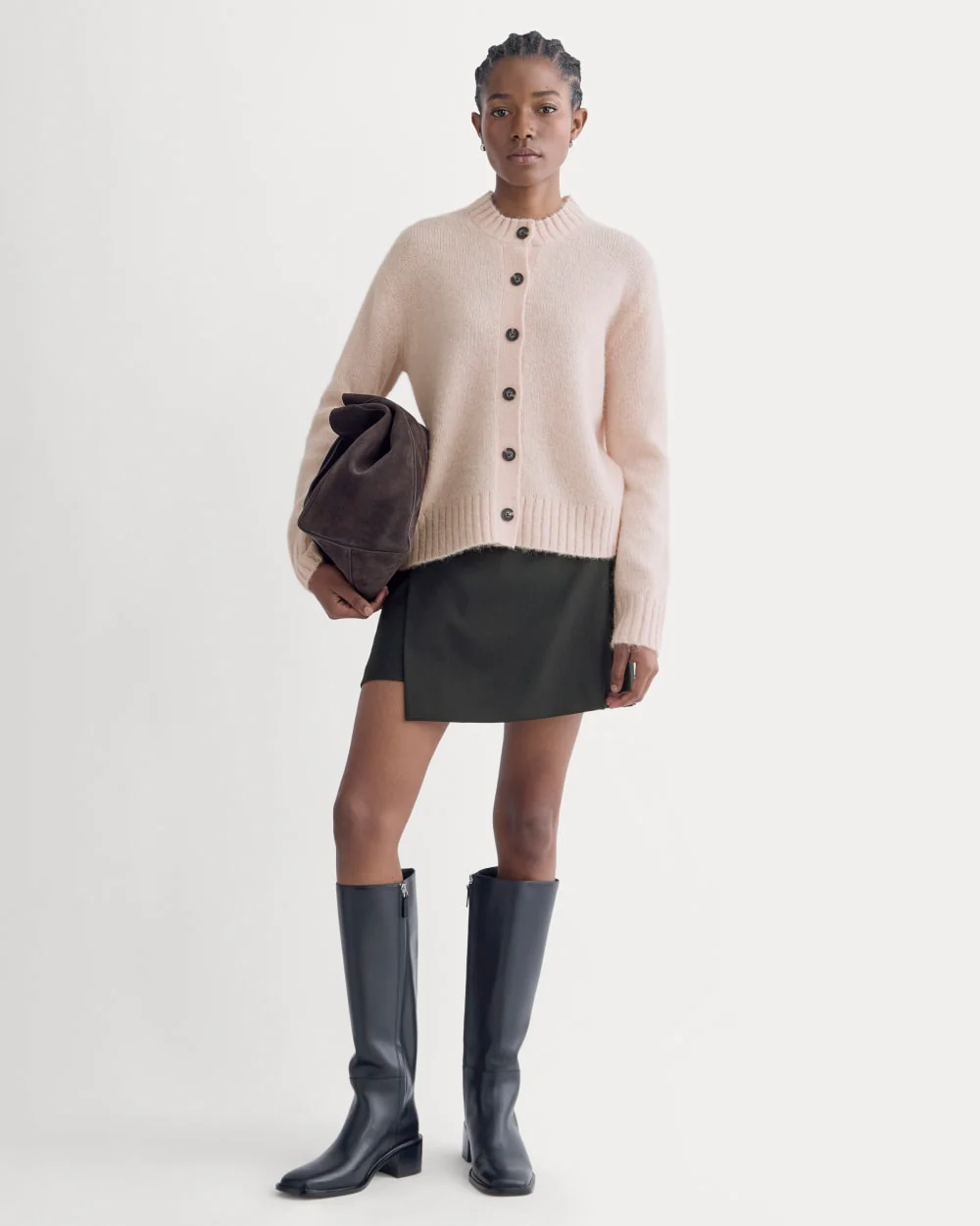 The Crew Cardigan in Alpaca | Soft Rose