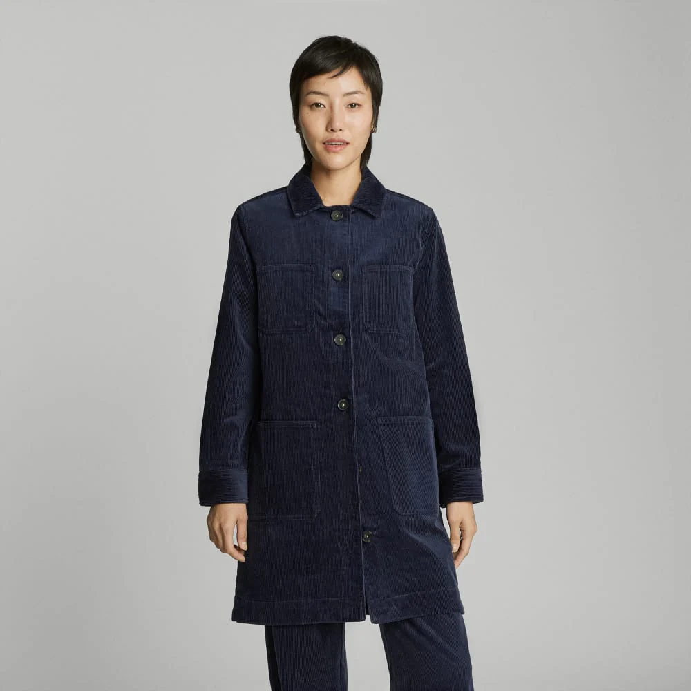 The Corduroy Long Shirt Jacket | Deep Navy