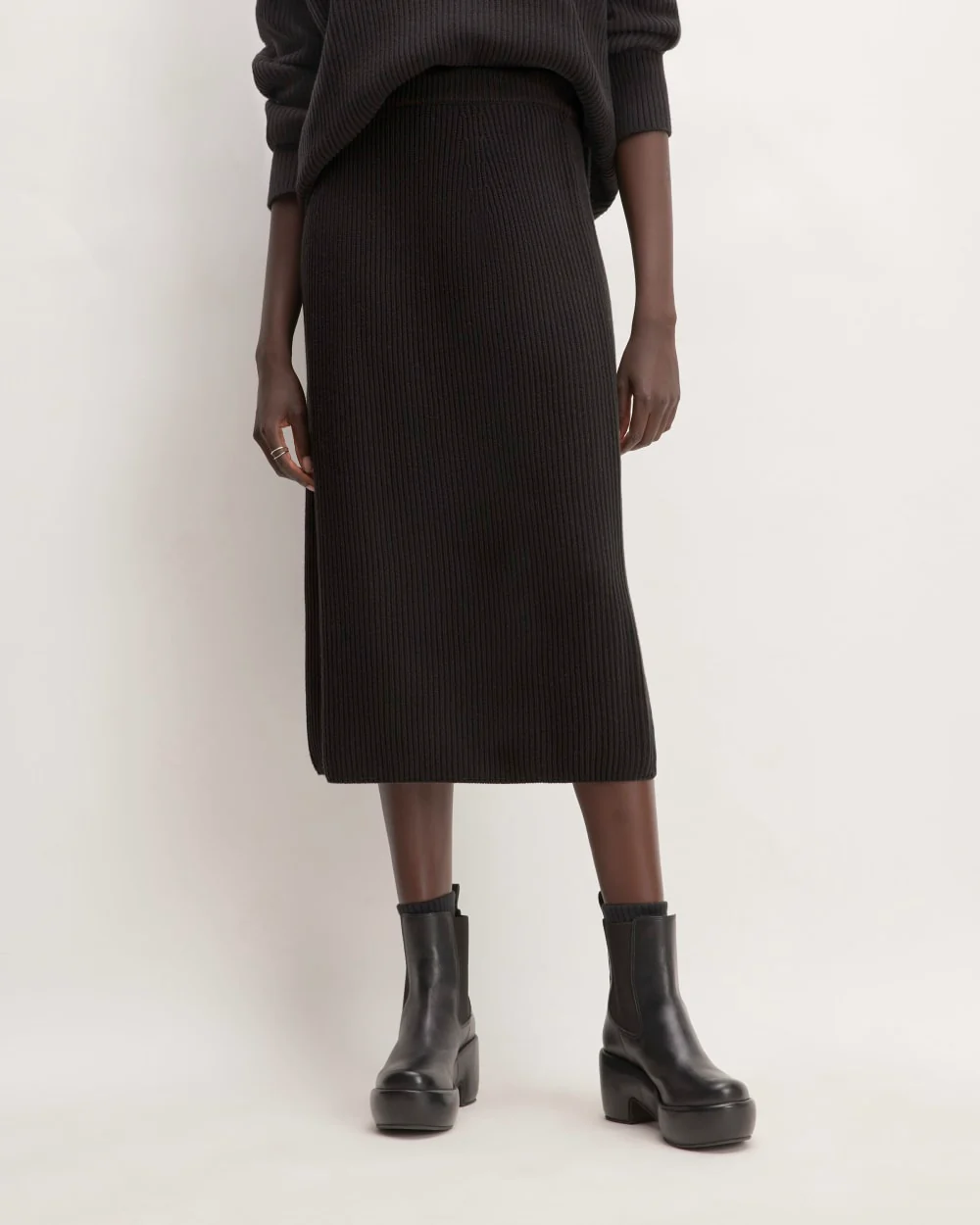 The Organic Cotton Sweater Midi Skirt | Black