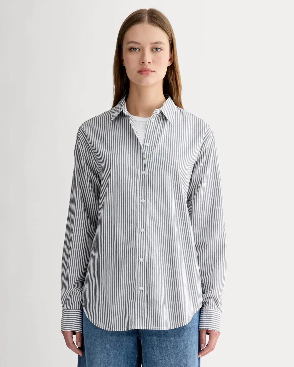 The Must-Have Shirt in Silky Cotton | Grey / White