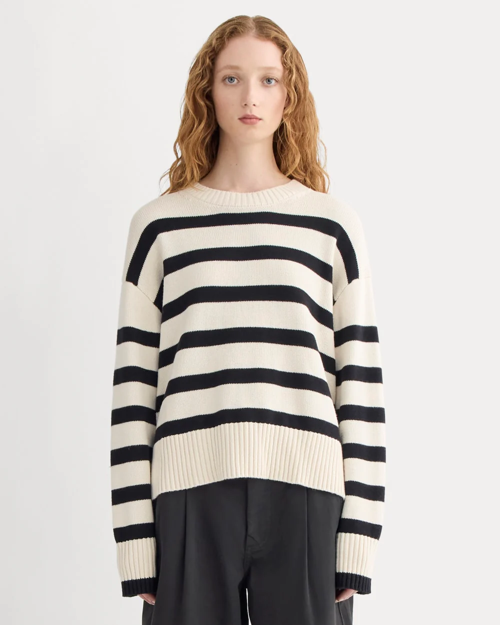 The Boxy Sweater in Everyday Cotton | Canvas / Black