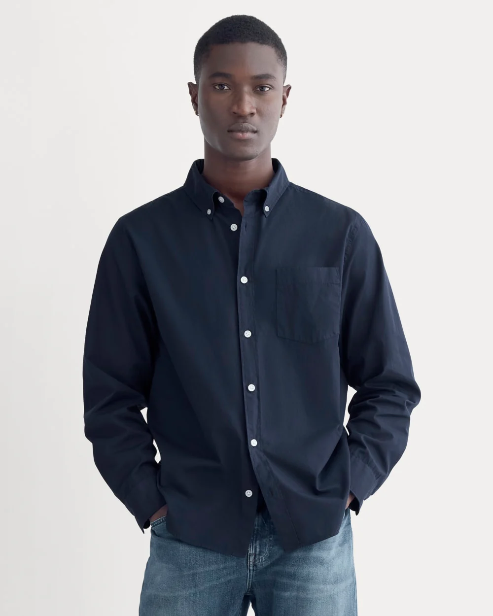 Washed Poplin Shirt | Navy
