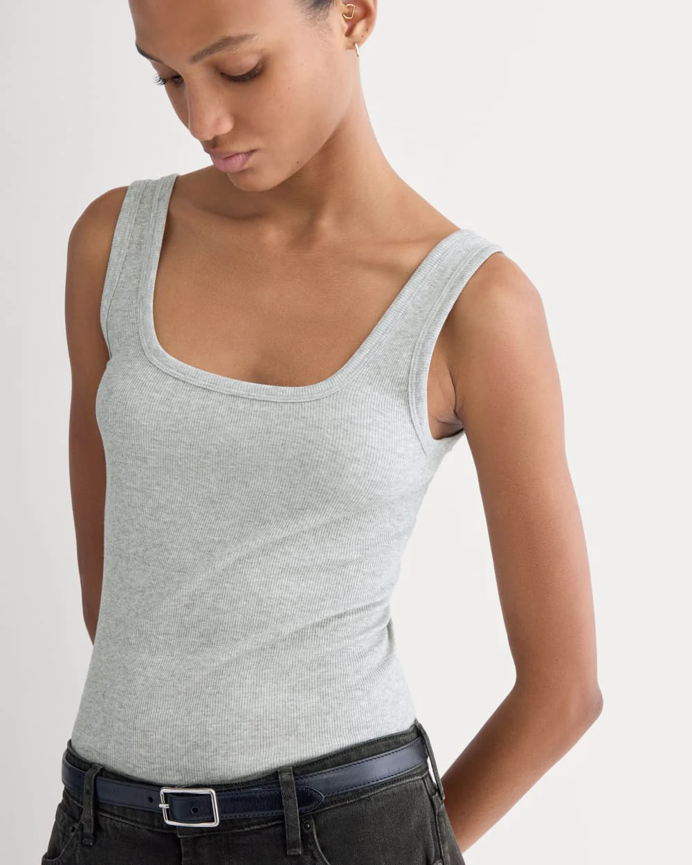 The Luxe Rib Square-Neck Tank | Classic Heather Grey